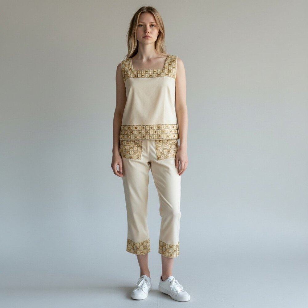 Apart Impressions Gold Capri Pants Set